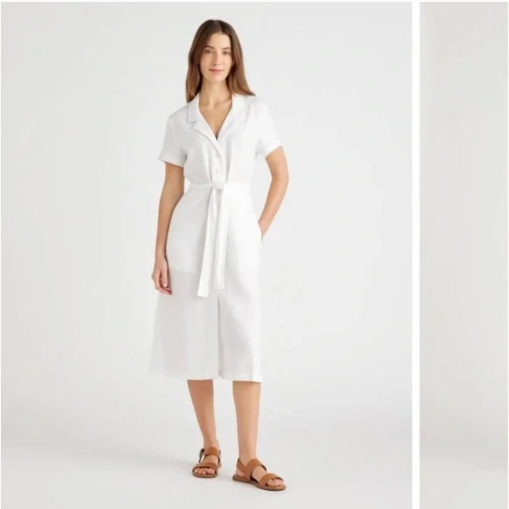 Quince | NWT 100% European Linen Button Front Dress